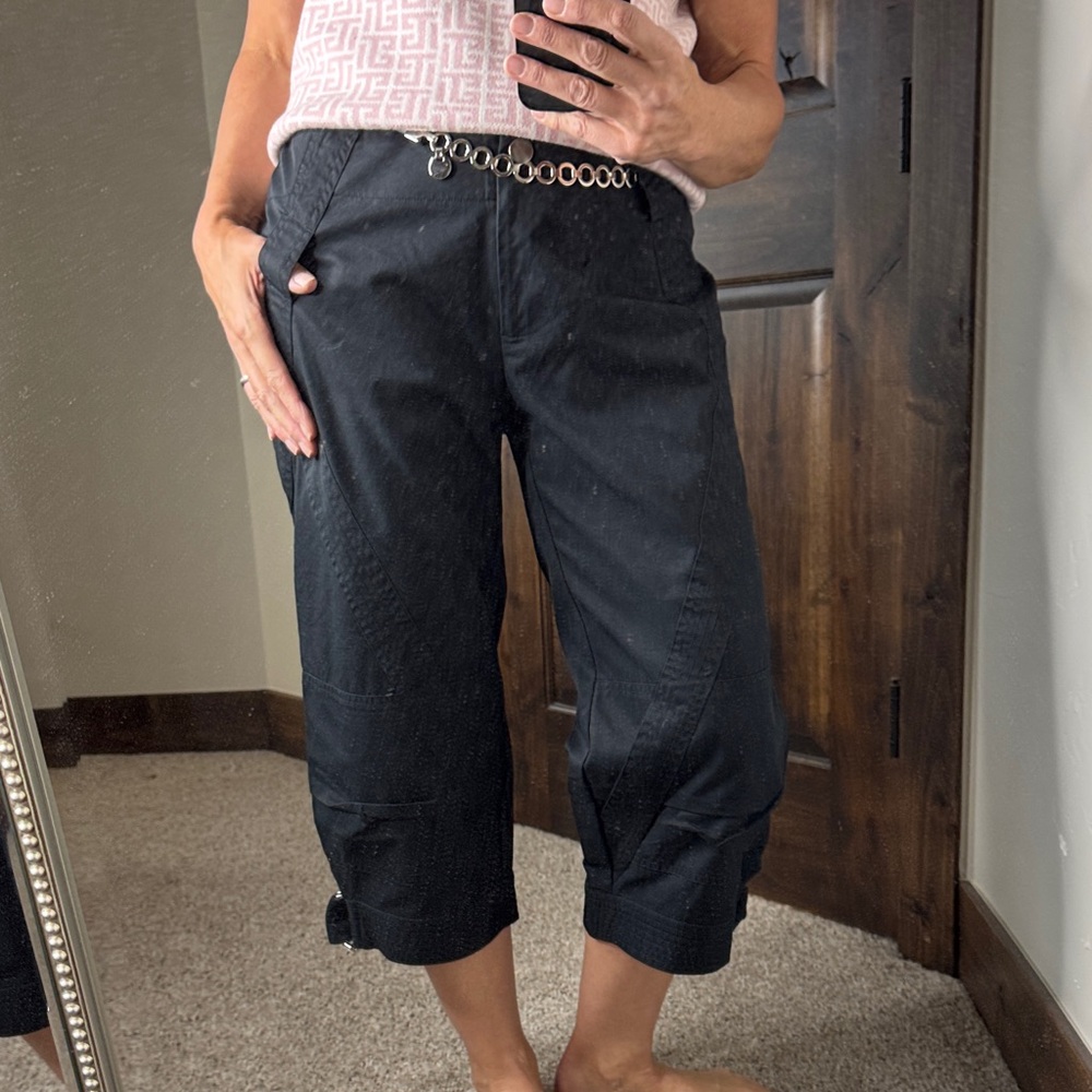 Bebe Black Capri Pants Silver Details